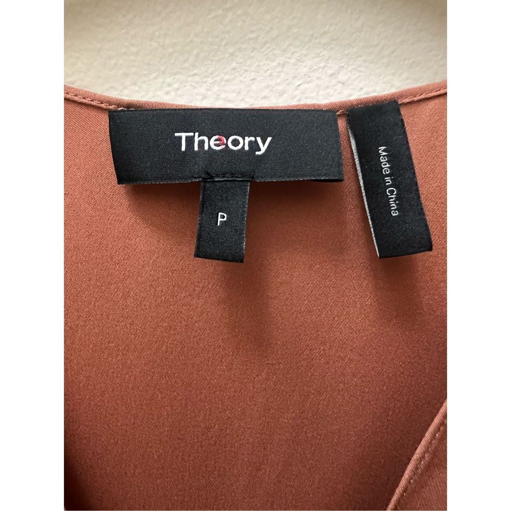 Theory Meighlan Modern Silk Sleeveless Top Brown Rust 0143 - Picture 4 of 4